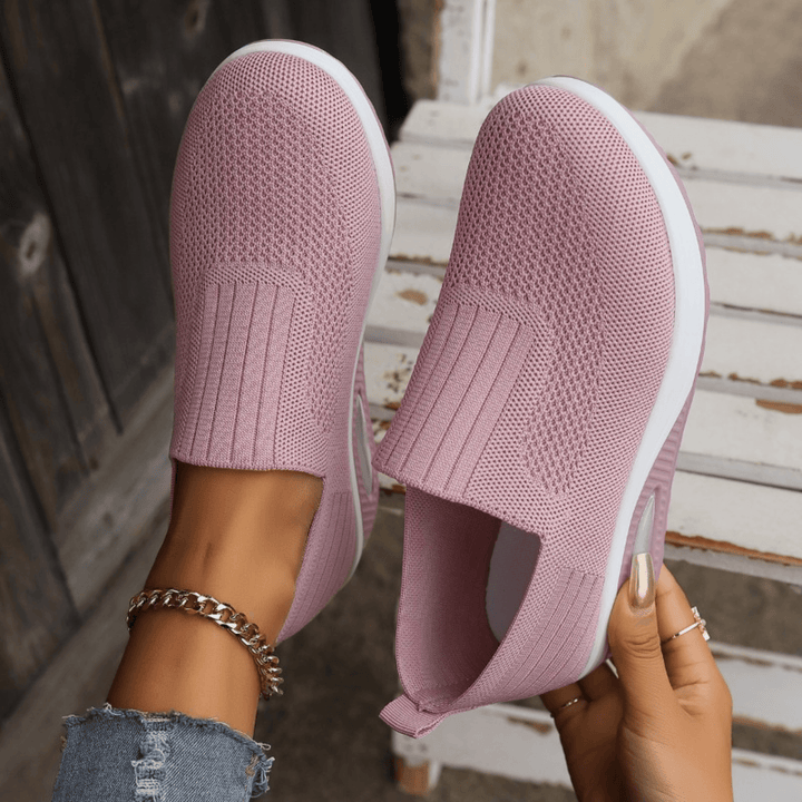 Damen Slip-On Mesh-Plateau-Sneaker mit Luftgepolsterter Sohle