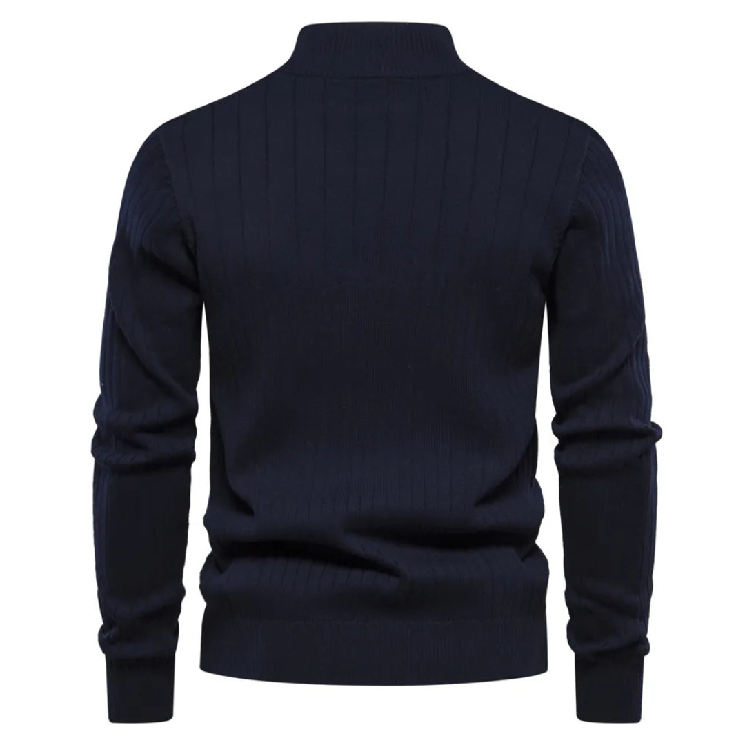Herren-Strickpullover Mit Halbem Reißverschluss | Lange Ärmel