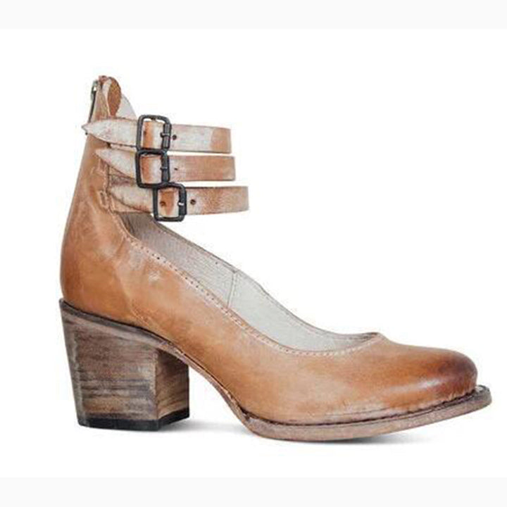 Damen Lederstiefel Mit Blockabsätzen | Stilvoll