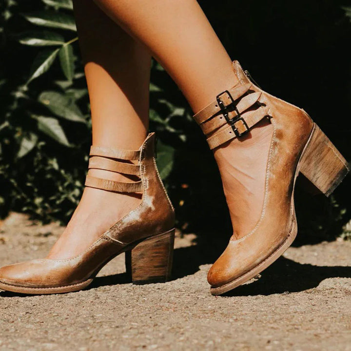 Damen Lederstiefel Mit Blockabsätzen | Stilvoll
