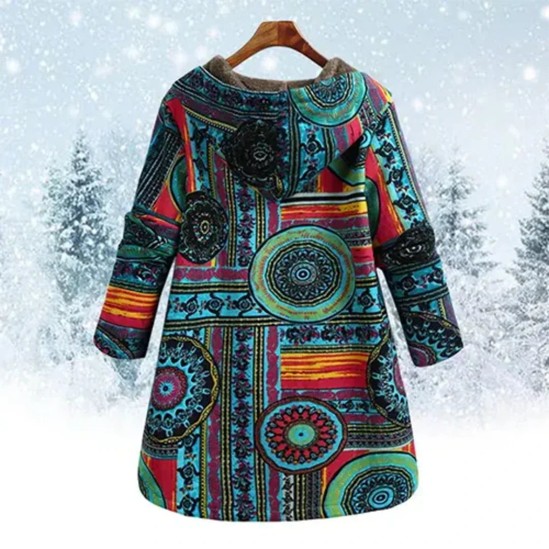 Damen Jacke Mit Blumenmuster Und Kapuze | Winter