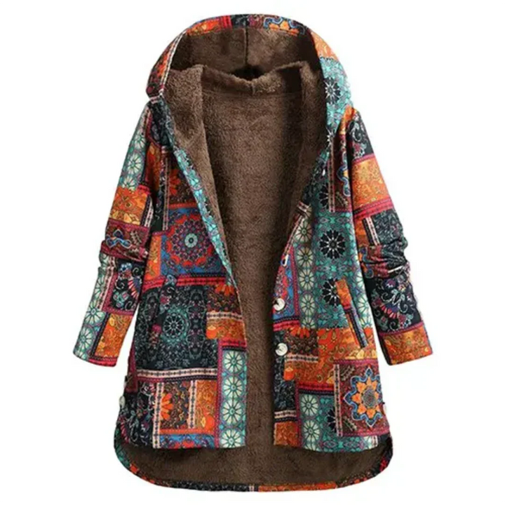 Damen Jacke Mit Blumenmuster Und Kapuze | Winter