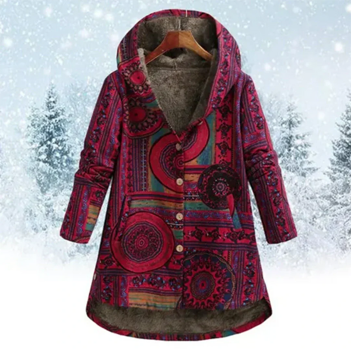 Damen Jacke Mit Blumenmuster Und Kapuze | Winter