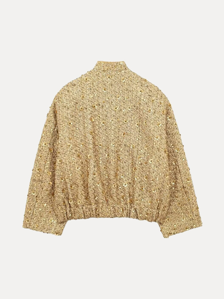 Lässige Tweedjacke Für Damen | Goldene Pailletten