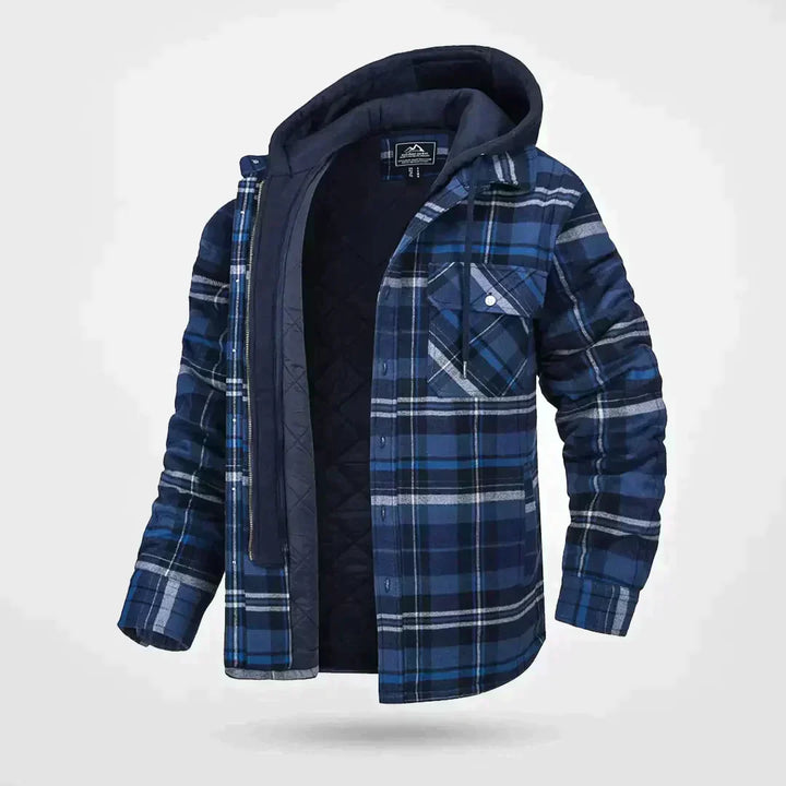 Herren Kapuzen Winterjacke | Kariertes Muster