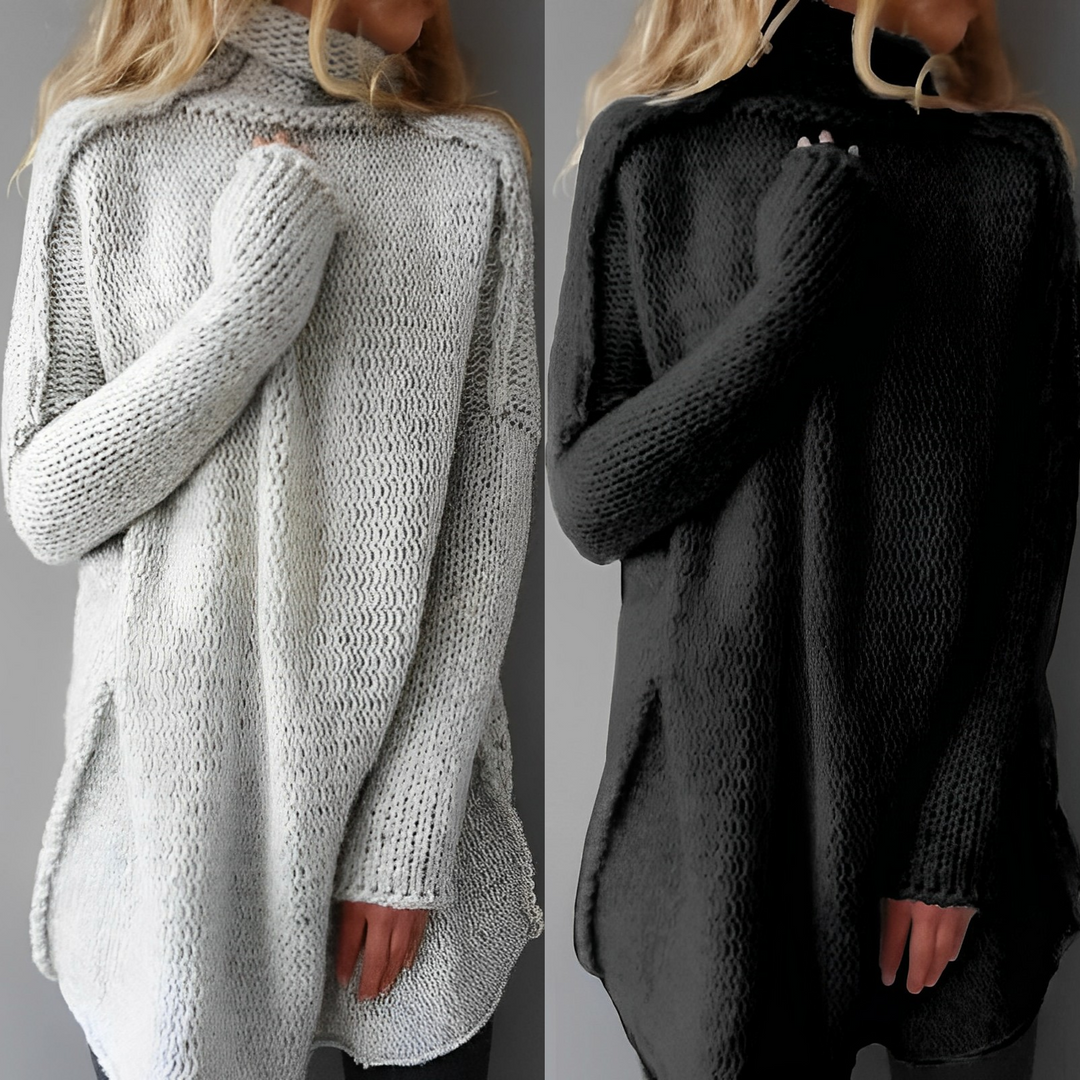 Damen Langer Rollkragen-Winterpullover | Freizeit
