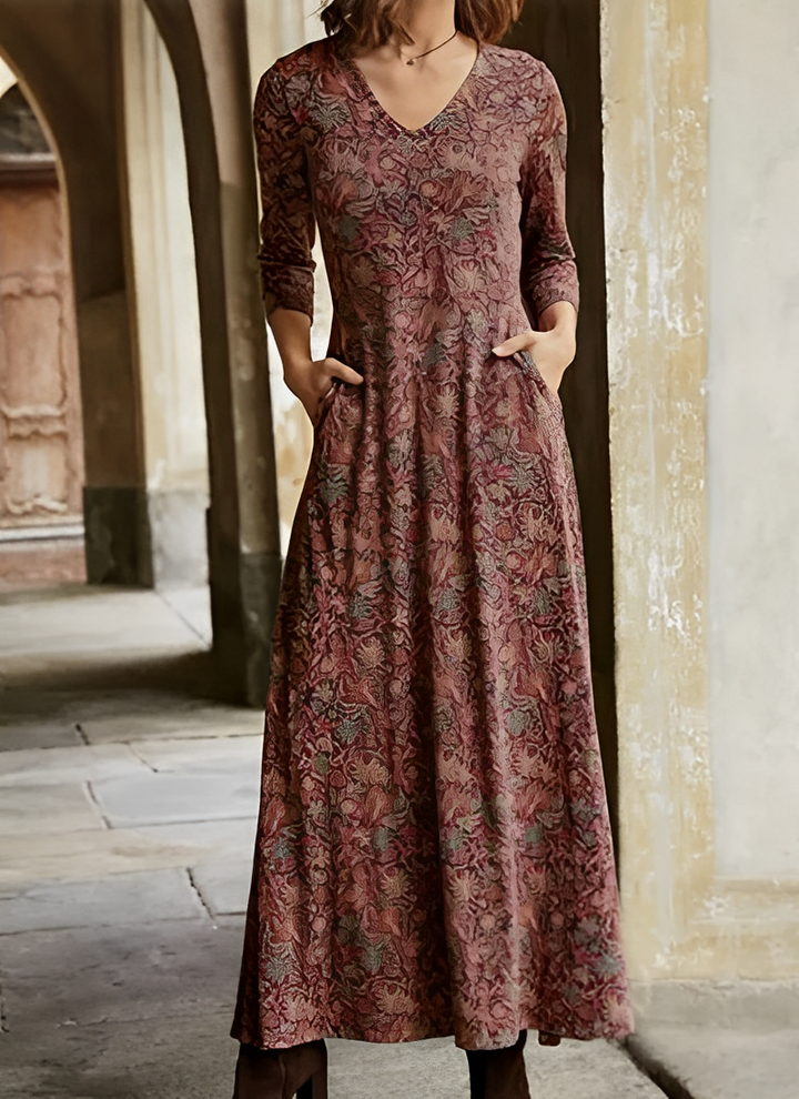 Vintage-Blumenkleid in Midi-Länge