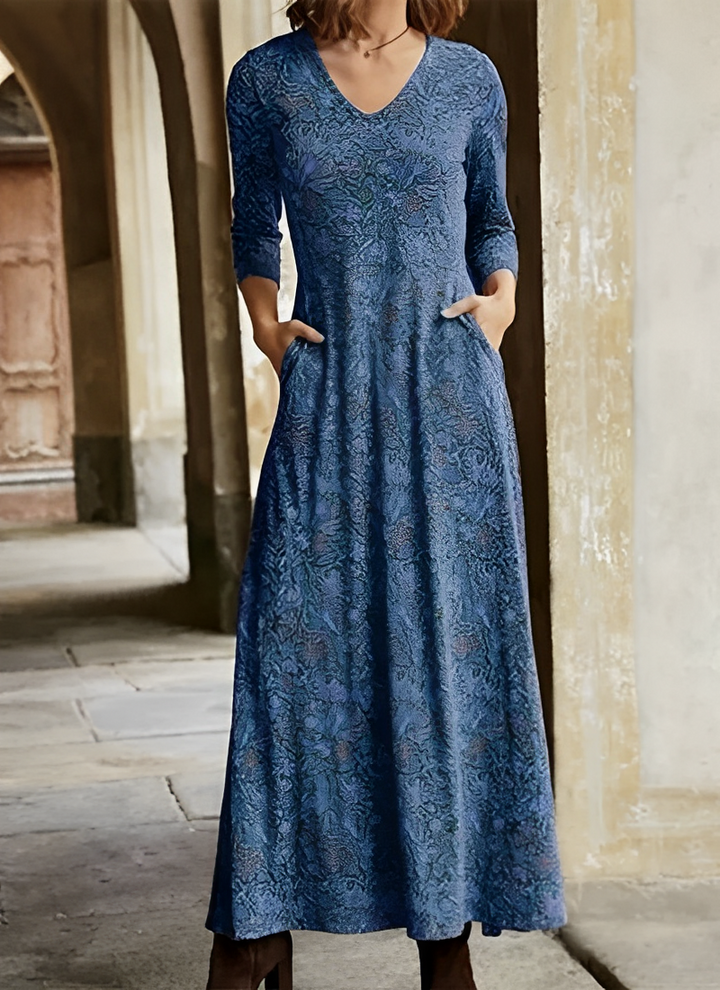 Vintage-Blumenkleid in Midi-Länge