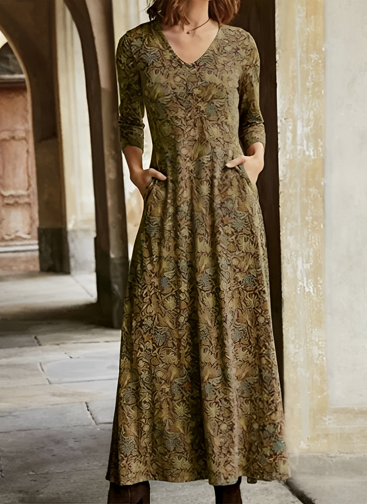 Vintage-Blumenkleid in Midi-Länge