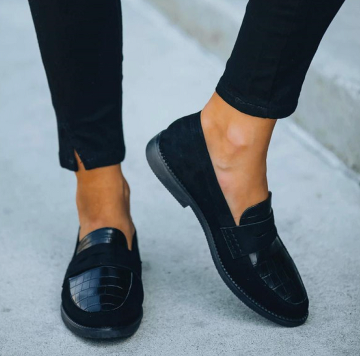 Damen Slip-On Loafer mit Krokodilstruktur