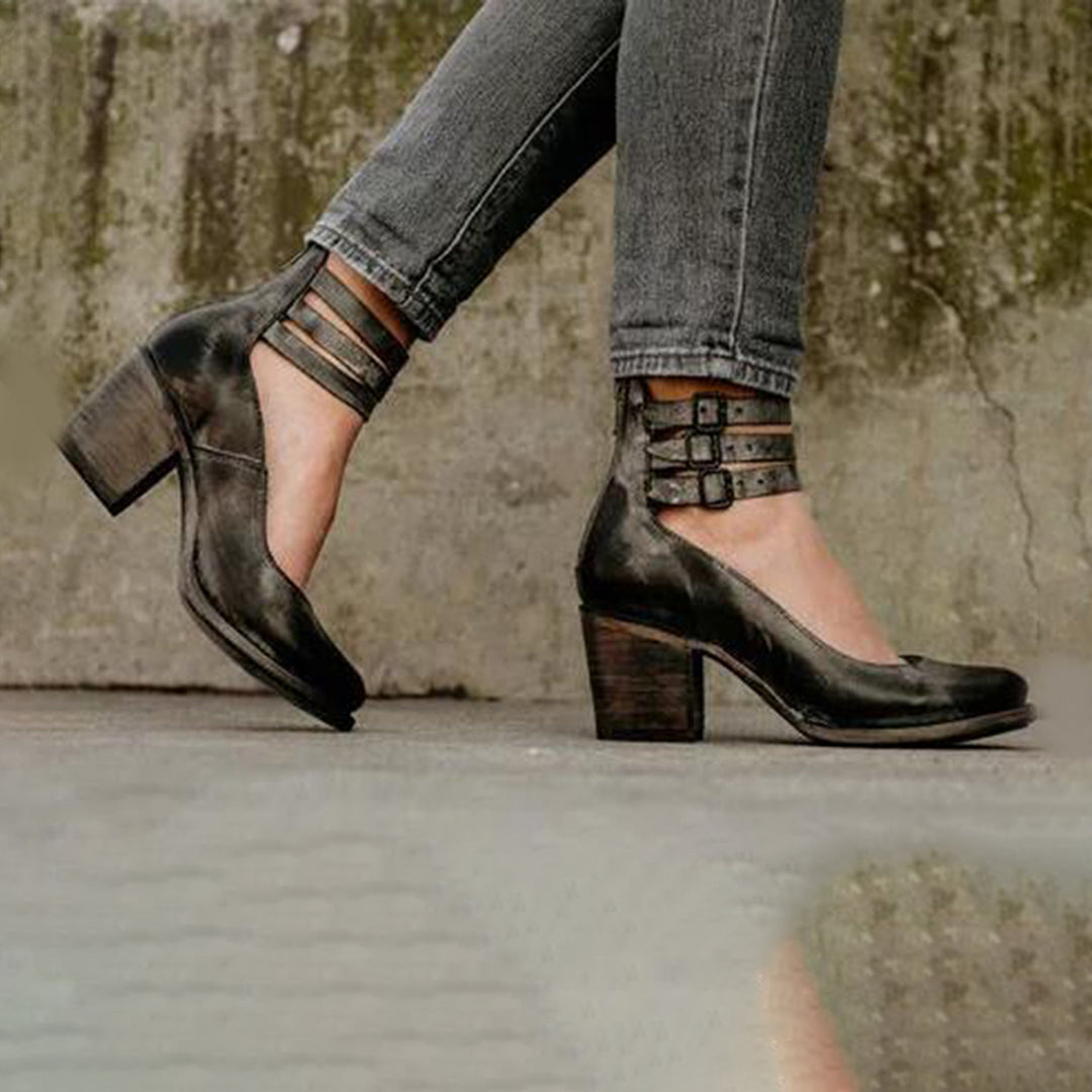 Damen Lederstiefel Mit Blockabsätzen | Stilvoll