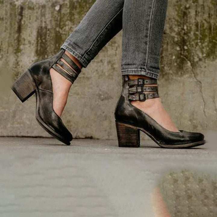 Damen Lederstiefel Mit Blockabsätzen | Stilvoll