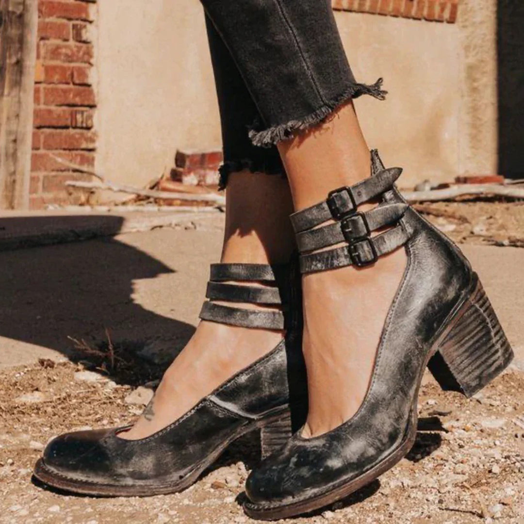 Damen Lederstiefel Mit Blockabsätzen | Stilvoll
