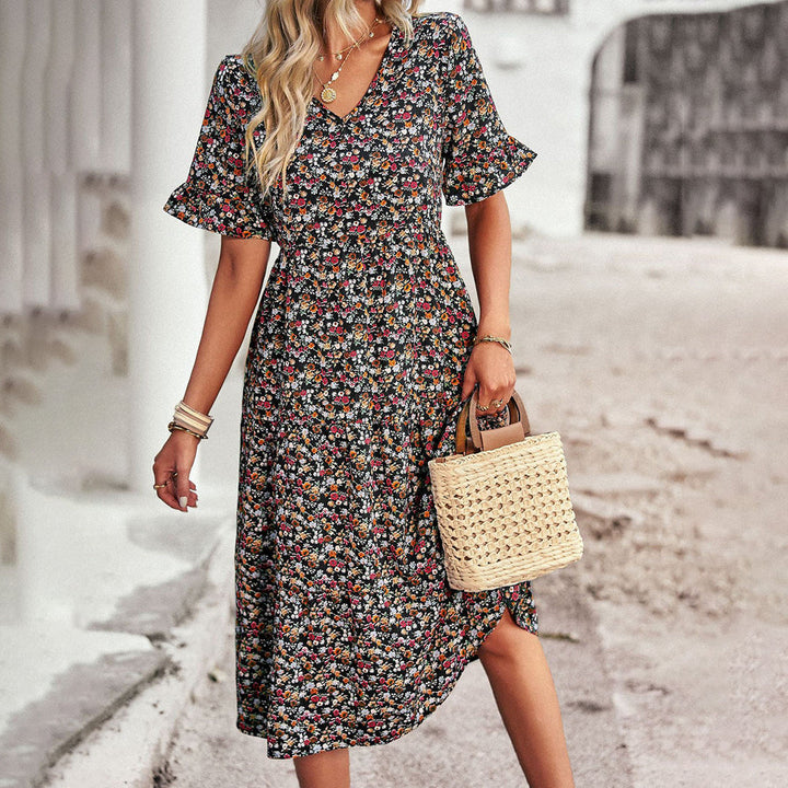 Midikleid mit V-Ausschnitt für Damen