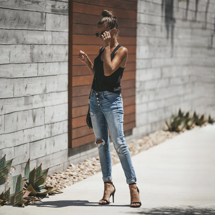 Damen Ripped Denim Jeans