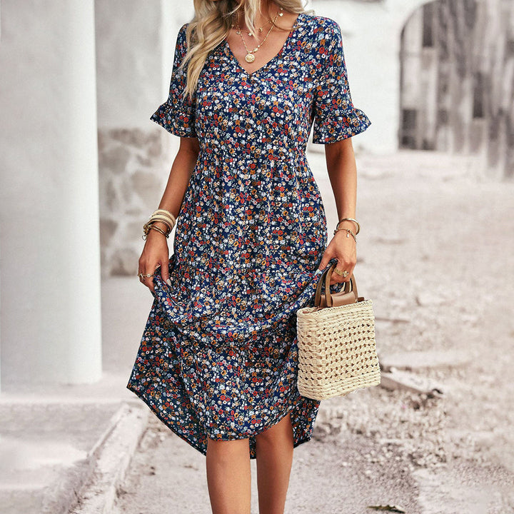 Midikleid mit V-Ausschnitt für Damen