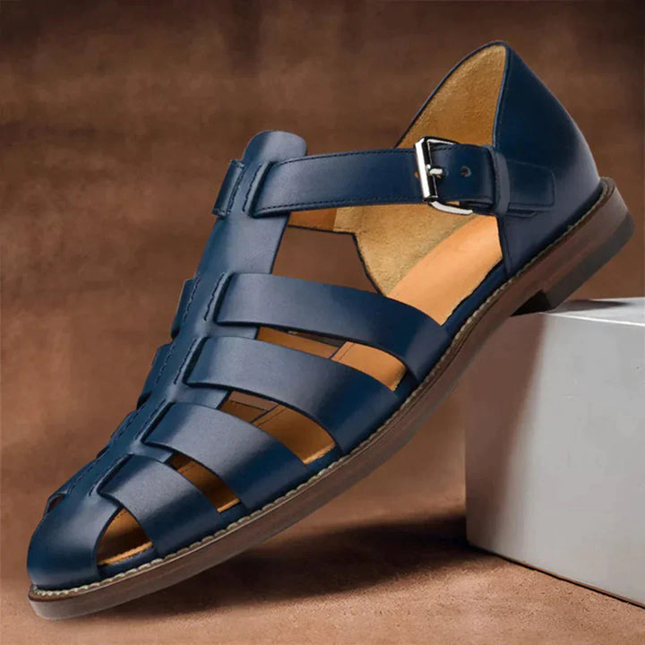 Herren Sommer Veganer Leder Sandalen mit Geschlossener Zehen und Ferse
