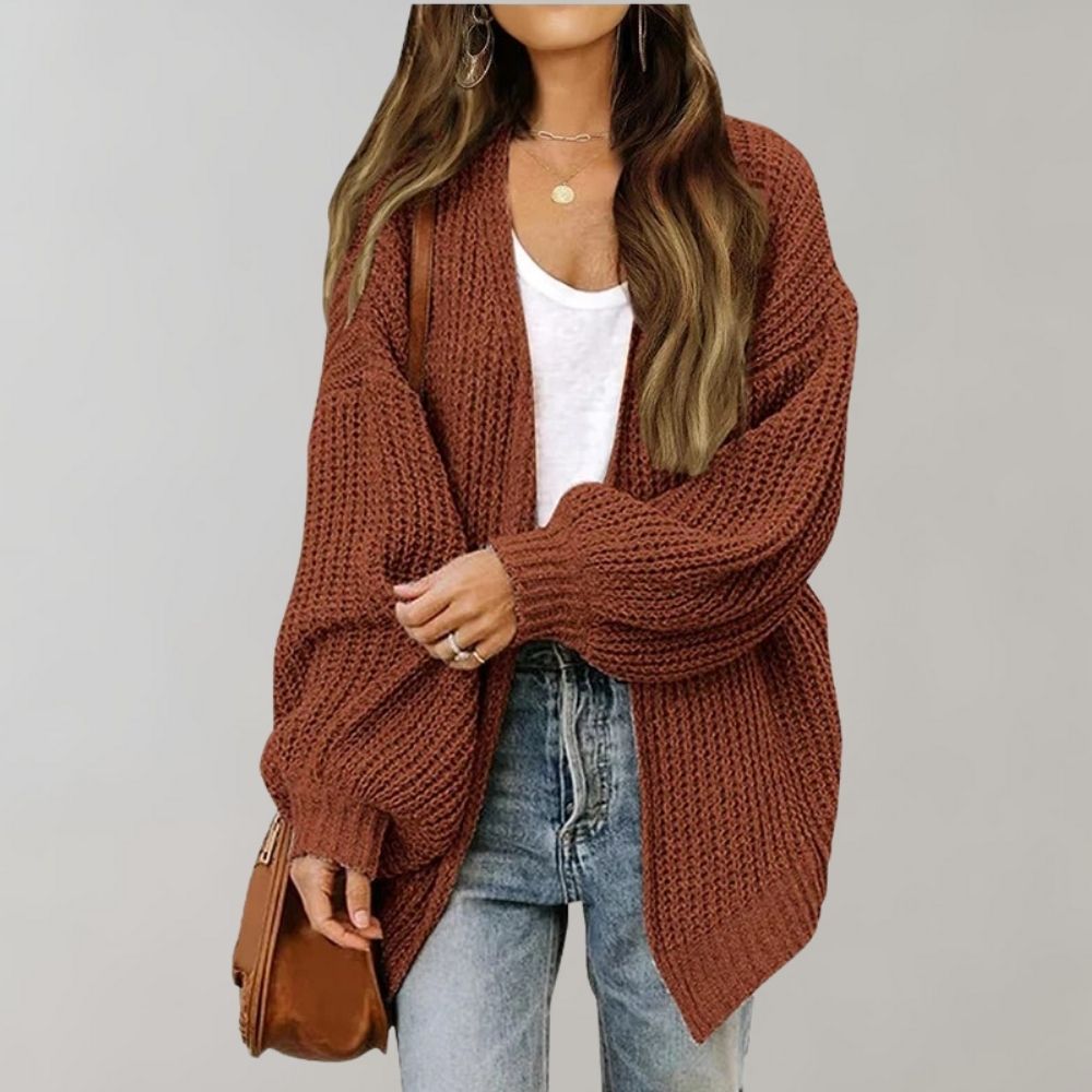 Übergroße Gestrickte Strickjacke Für Damen | Langer Ärmel