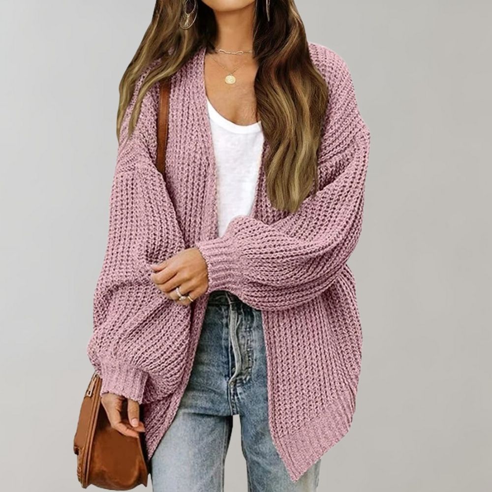Übergroße Gestrickte Strickjacke Für Damen | Langer Ärmel