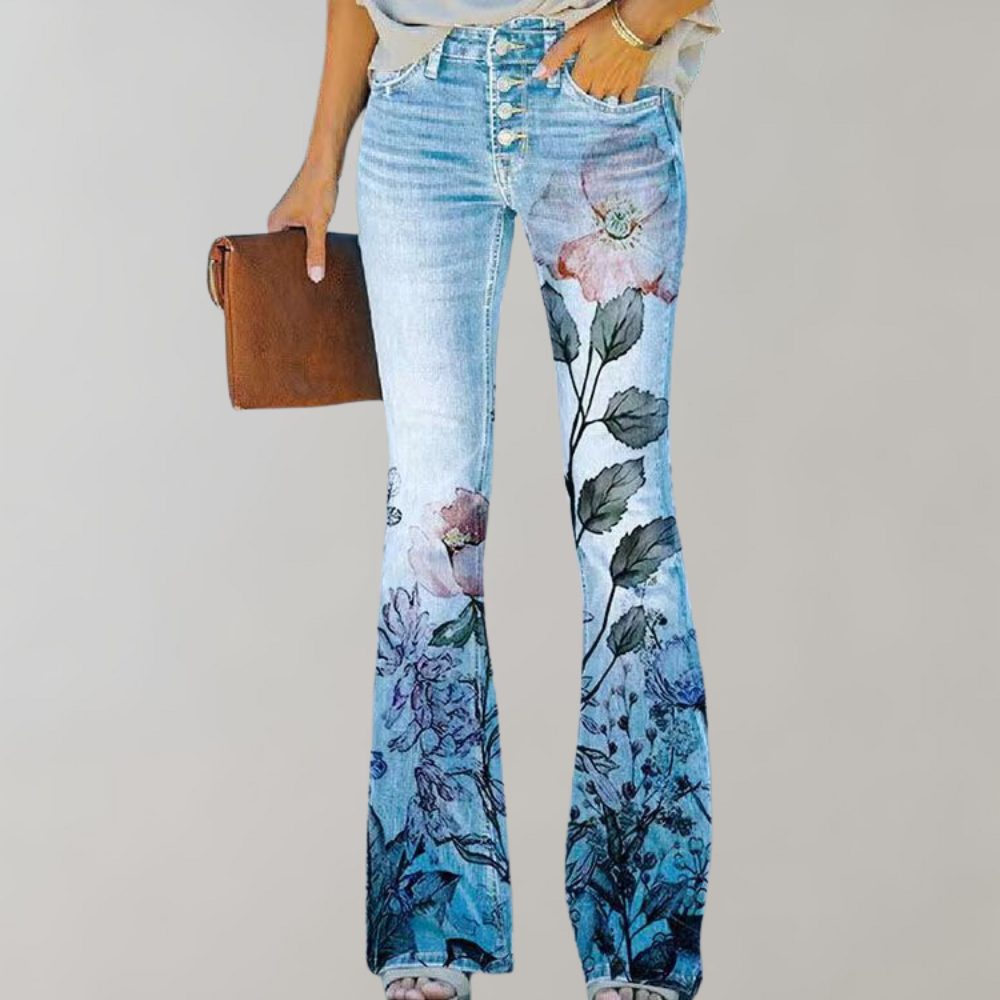 Damen Hose Mit Weitem Bein High Waist | Bedruckt