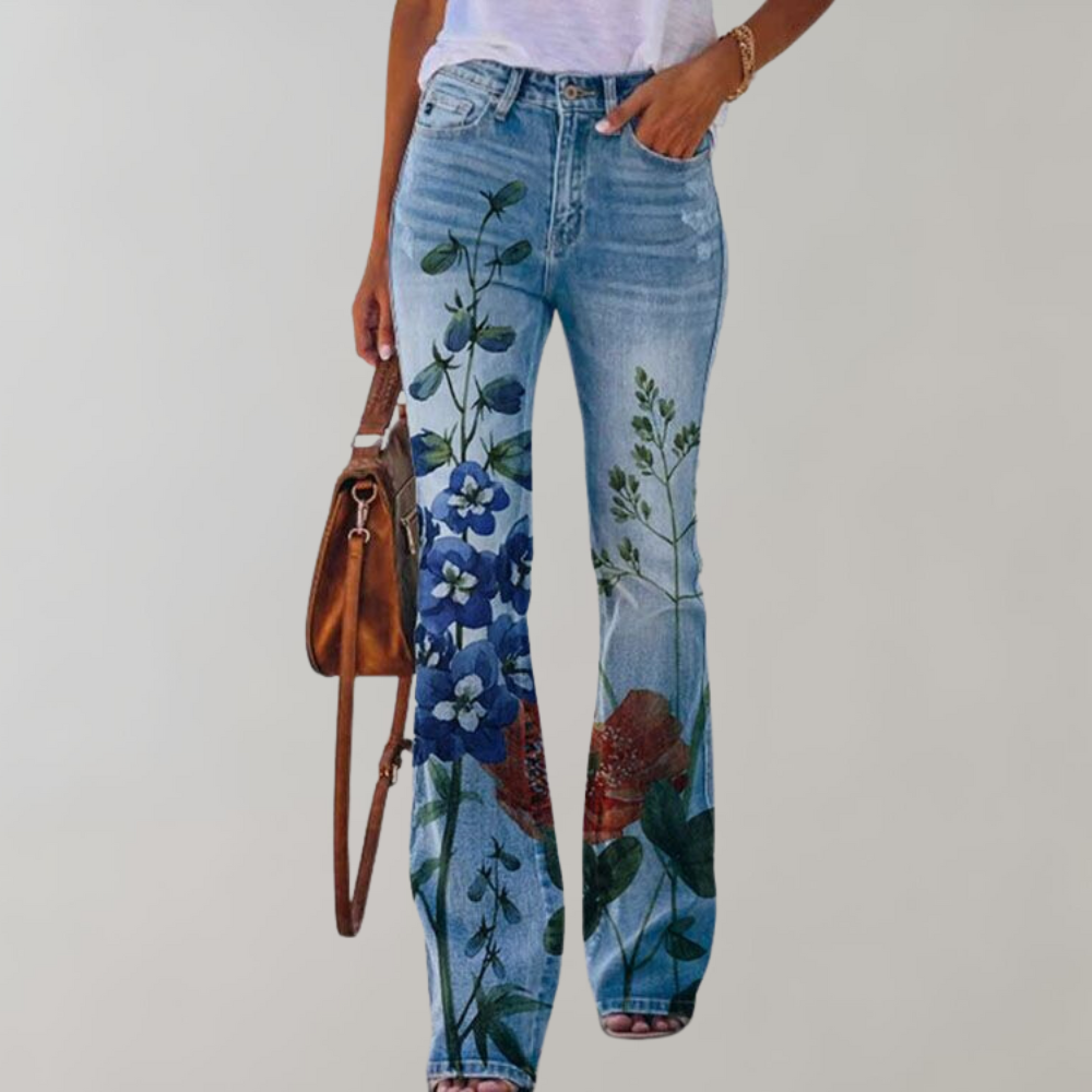 Damen Hose Mit Weitem Bein High Waist | Bedruckt