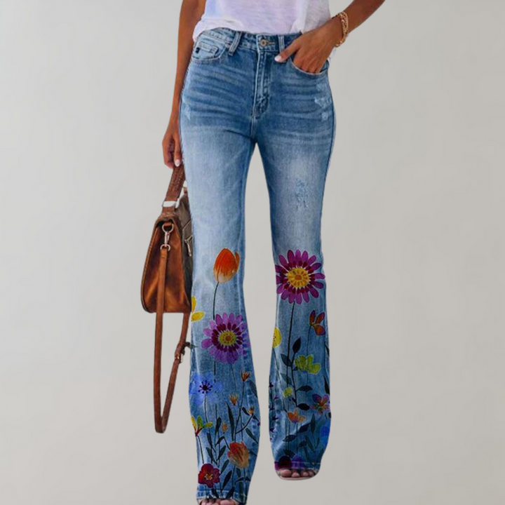 Damen Hose Mit Weitem Bein High Waist | Bedruckt