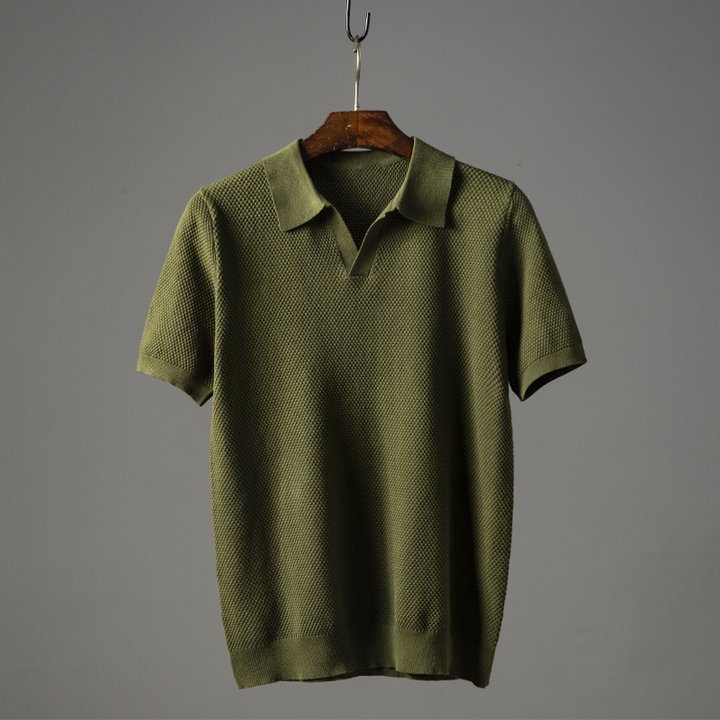 Herren Poloshirt mit kurzen Ärmeln und Strickstruktur
