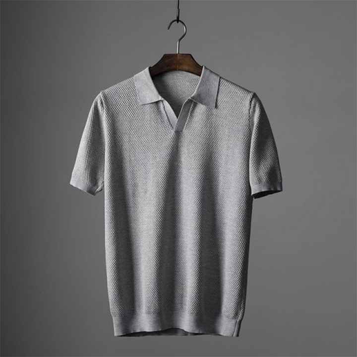 Herren Poloshirt mit kurzen Ärmeln und Strickstruktur