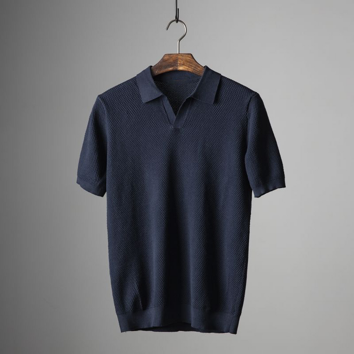Herren Poloshirt mit kurzen Ärmeln und Strickstruktur