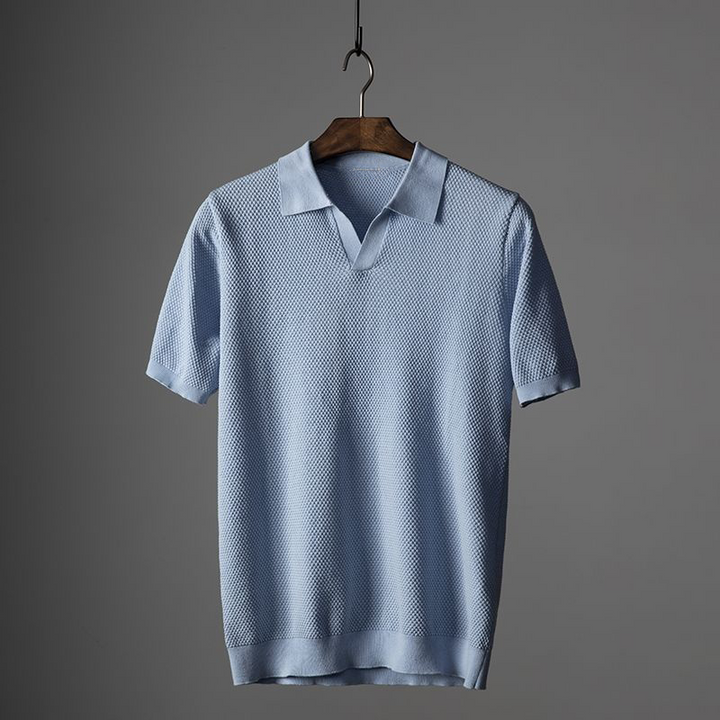 Herren Poloshirt mit kurzen Ärmeln und Strickstruktur