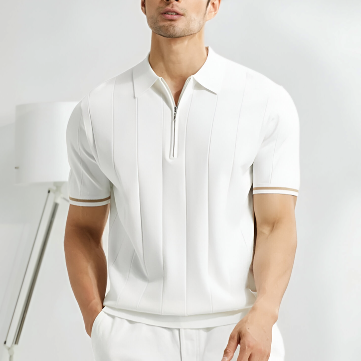 Kurzarm-Ripp-Poloshirt für Herren