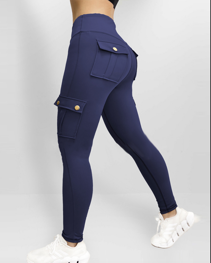 Damen Stretch- Leggings mit Cargo-Taschen