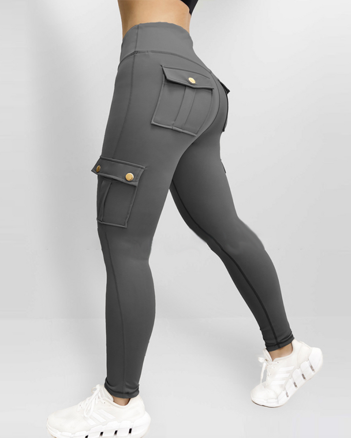 Damen Stretch- Leggings mit Cargo-Taschen