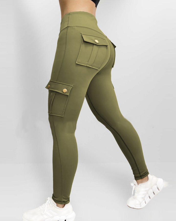 Damen Stretch- Leggings mit Cargo-Taschen