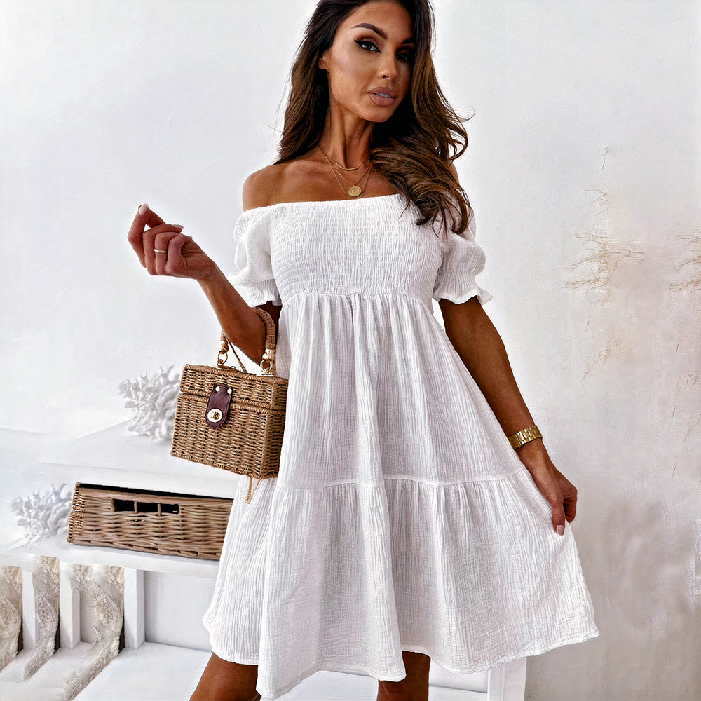 Boho-Schulterfreies Stufenkleid für Damen