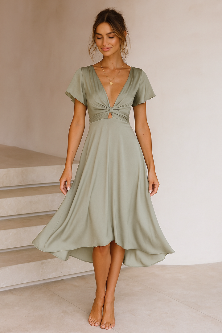 Sommerliches Midikleid für Damen mit Knotendetail