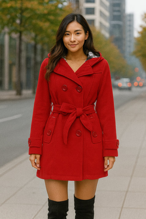 Damen Winter Doppelreihiger Trenchcoat | Mit Gürtel