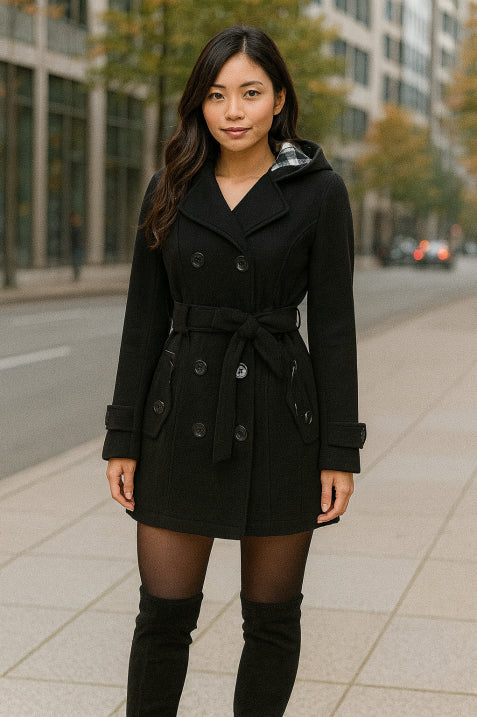Damen Winter Doppelreihiger Trenchcoat | Mit Gürtel