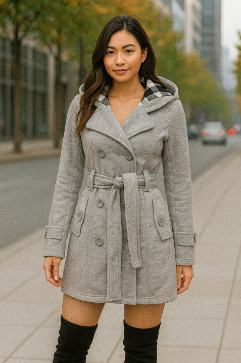 Damen Winter Doppelreihiger Trenchcoat | Mit Gürtel