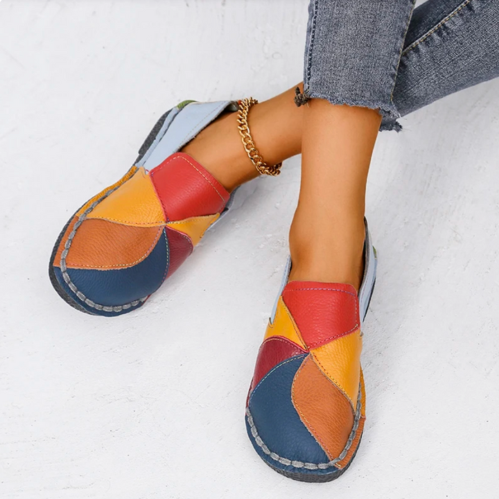 Damen Alle Jahreszeiten-Veganer Leder Loafer mit Mehrfarbig and Flachem Absatz