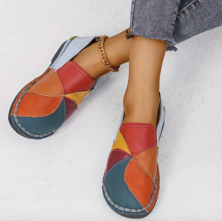 Damen Alle Jahreszeiten-Veganer Leder Loafer mit Mehrfarbig and Flachem Absatz