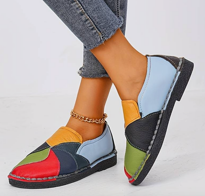 Damen Alle Jahreszeiten-Veganer Leder Loafer mit Mehrfarbig and Flachem Absatz