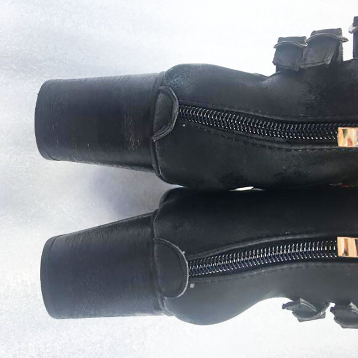 Damen Lederstiefel Mit Blockabsätzen | Stilvoll