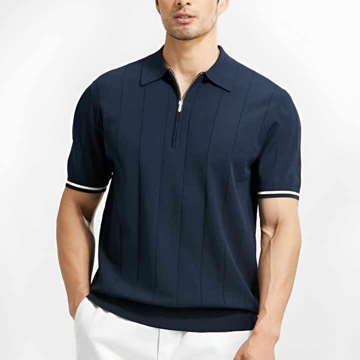Kurzarm-Ripp-Poloshirt für Herren