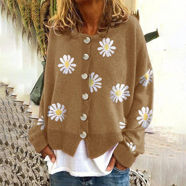 Damen Strickjacke Mit Blumenmuster | Langarm