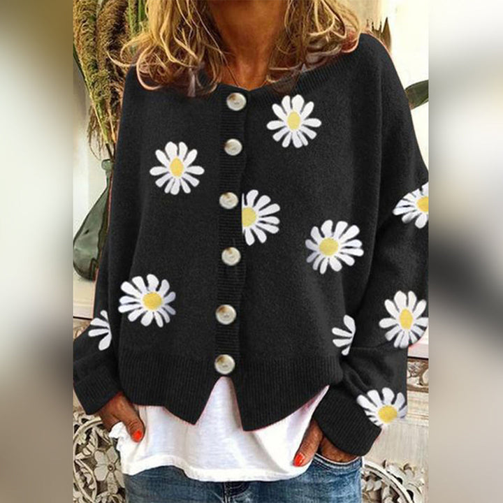 Damen Strickjacke Mit Blumenmuster | Langarm