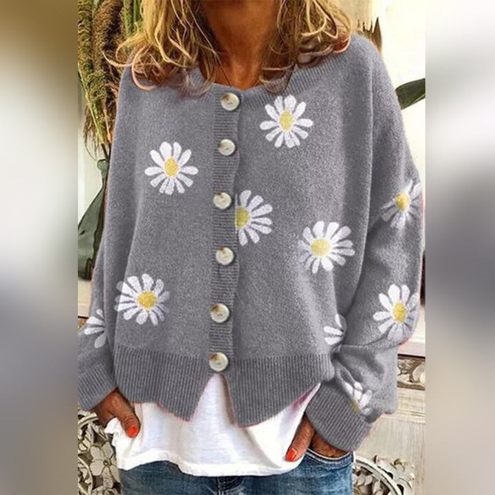 Damen Strickjacke Mit Blumenmuster | Langarm