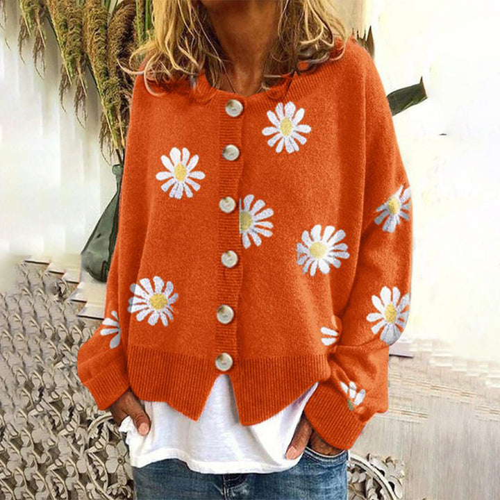 Damen Strickjacke Mit Blumenmuster | Langarm
