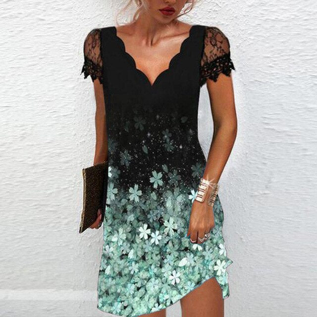 Elegantes Kleid mit Spitzenbesatz für Damen