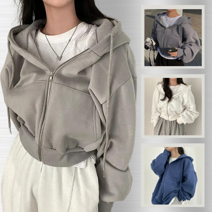 Damen Hoodie Mit Reißverschluss | Übergroß